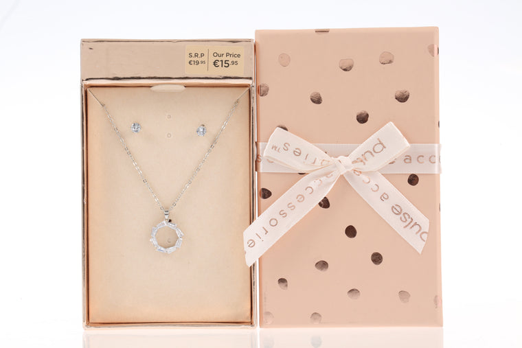 Pulse Gift Box Necklace & Earring Set Silver