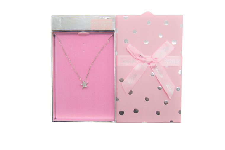 Sparkle Gift Box Star Necklace Silver