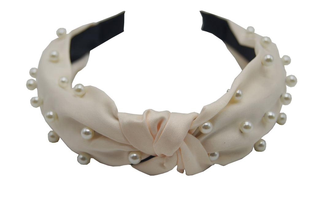 Sparkle Pearl Knot Top Hairband Cream