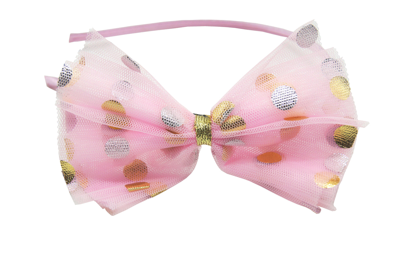 Sparkle Polka Dot Bow Hairband Pink