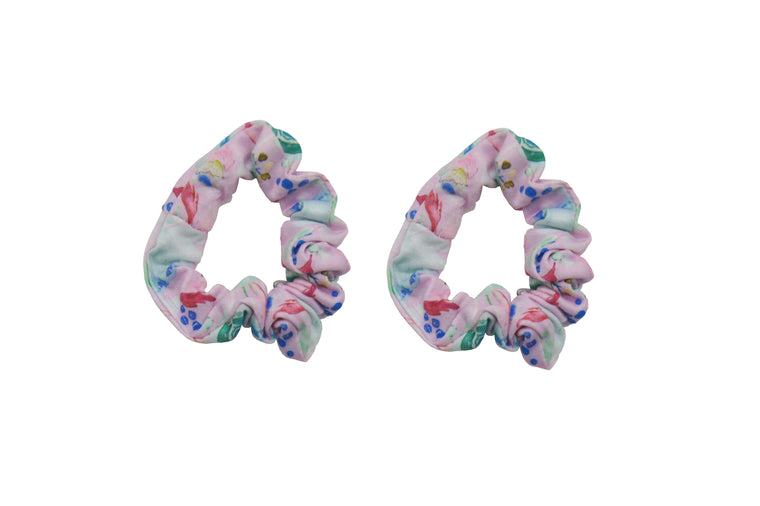 Sparkle 2Pk Floral Scrunchie Pink