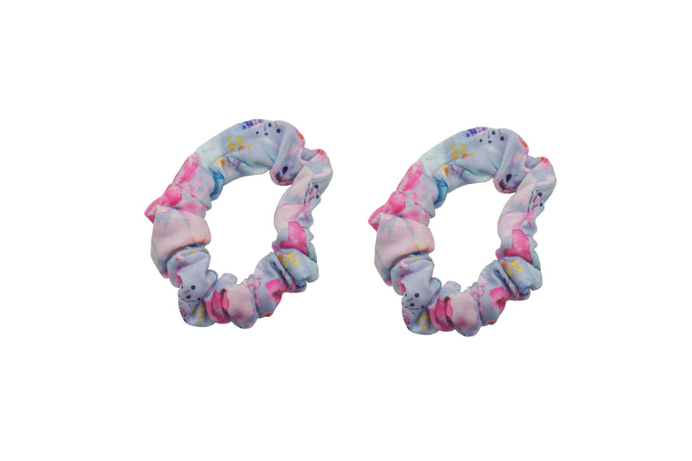 Sparkle 2Pk Floral Scrunchie Blue