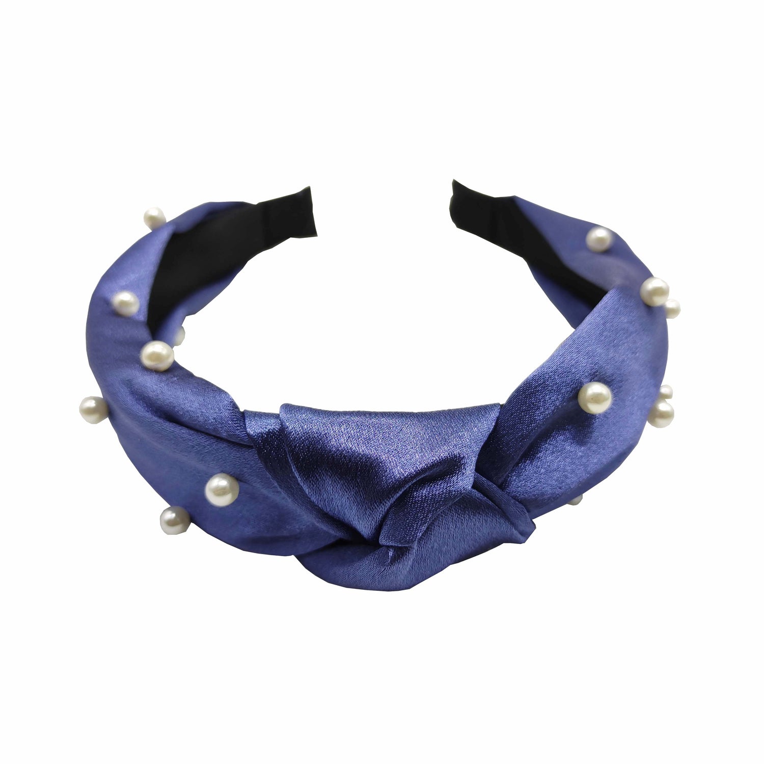 Pulse Professional Satin Knot Top Hairband With Pearl Detail Blue