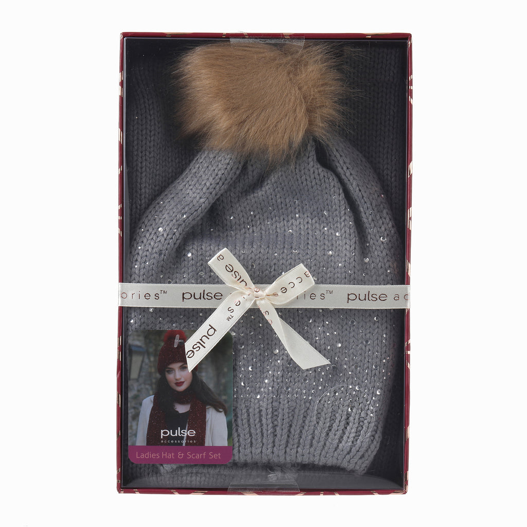 Pulse Deluxe Gift Box Hat & Scarf Set - Grey