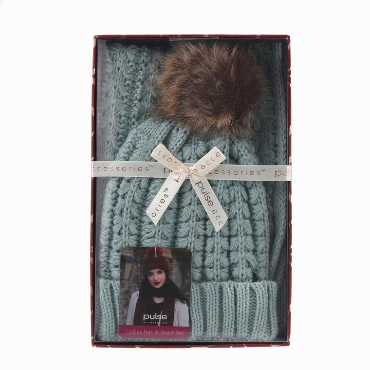 Pulse Gift Box Hat & Scarf Set - Mint
