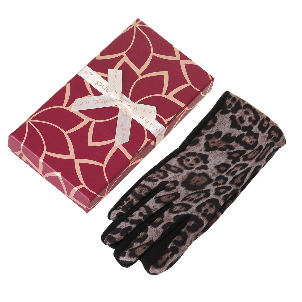 Pulse Leopard Gift Boxed Gloves - Grey