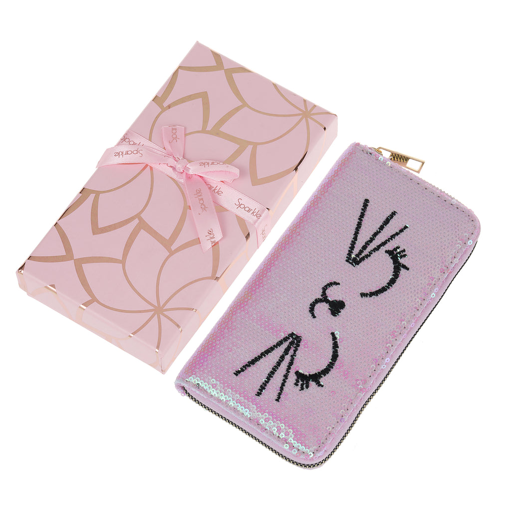 Sparkle Sequin Gift Box Wallet - Light Pink