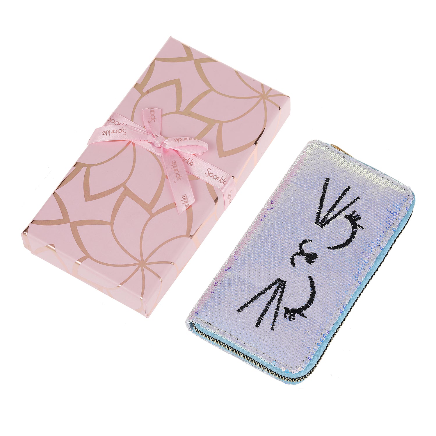 Sparkle Sequin Gift Box Wallet - White