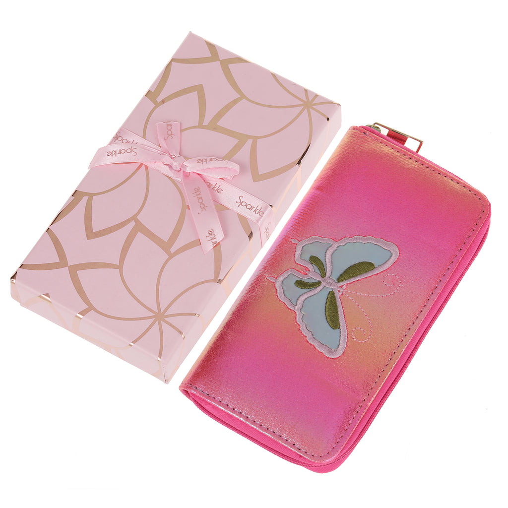 Sparkle Butterfly Gift Box Wallet - Fuchsia