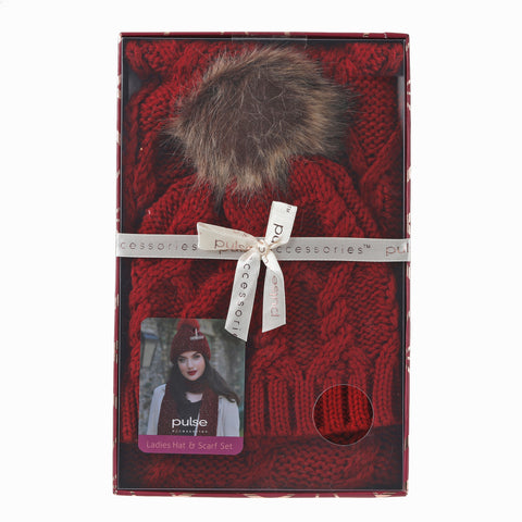Pulse Gift Box Hat & Scarf Set - Red