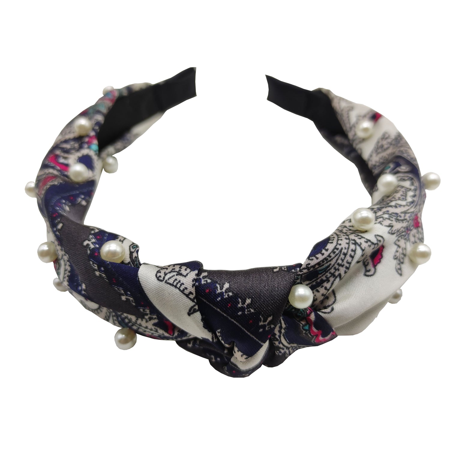 Pulse Professional Paisley Knot Top Hairband With Pearl - Black
