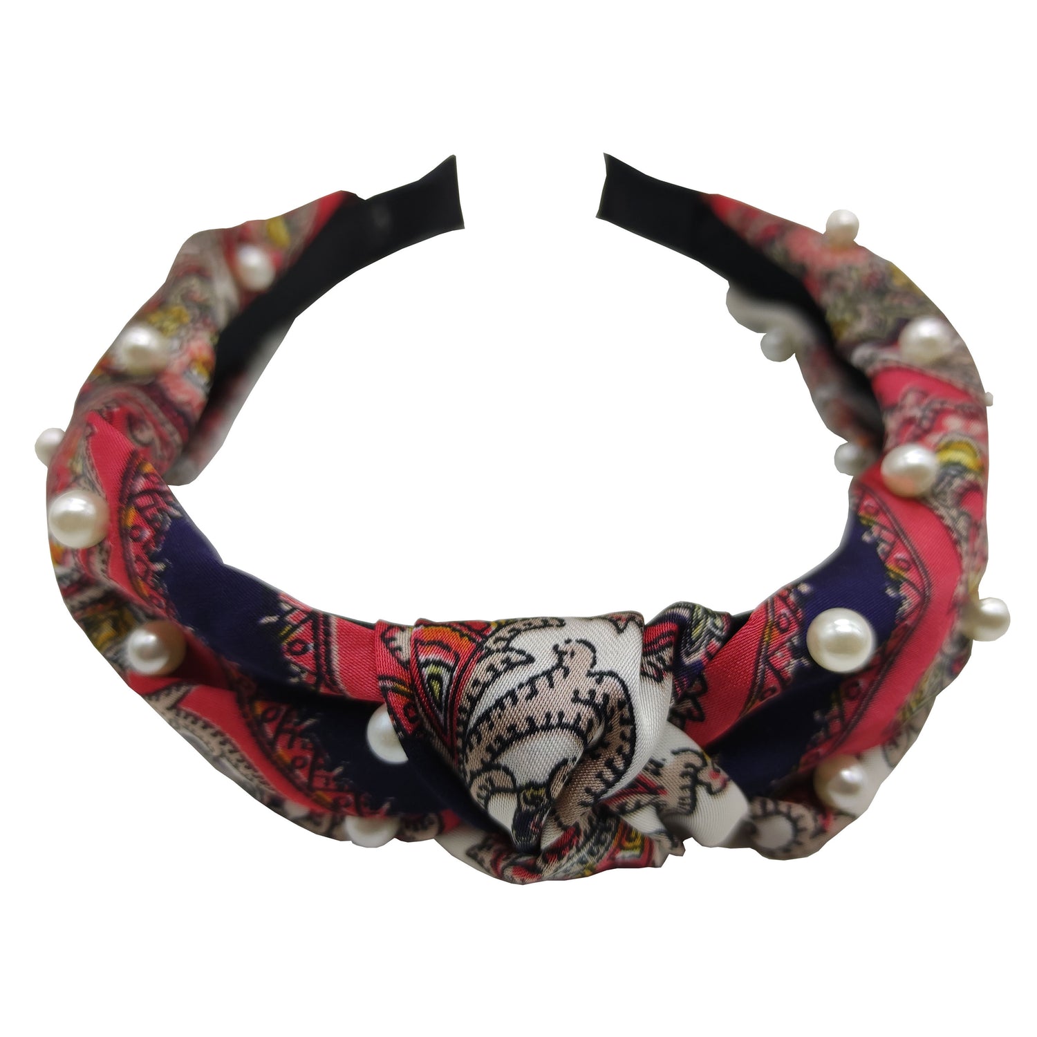 Pulse Professional Paisley Knot Top Hairband With Pearl - Red