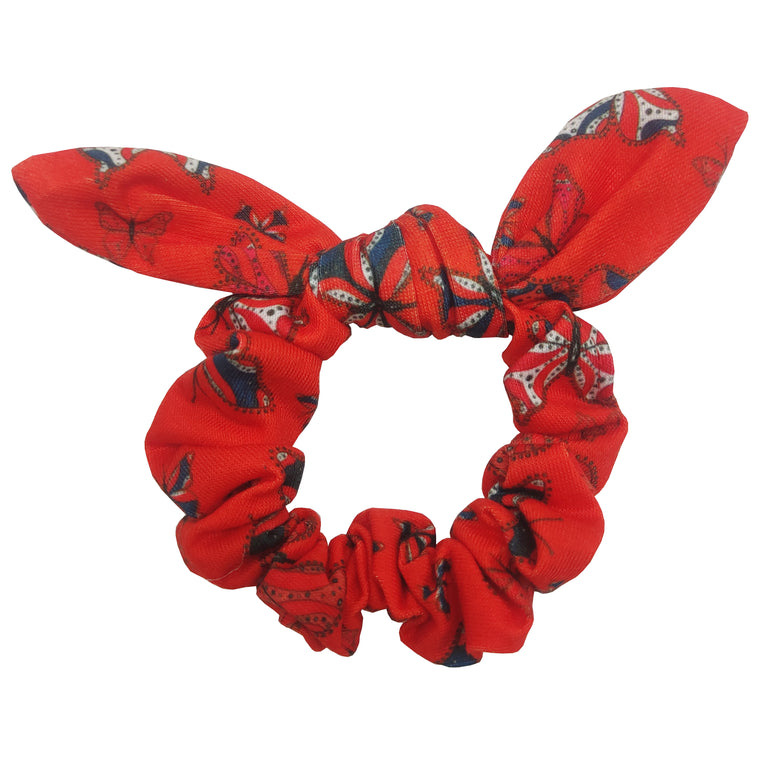 Sparkle Butterfly Bow Scrunchie - Red