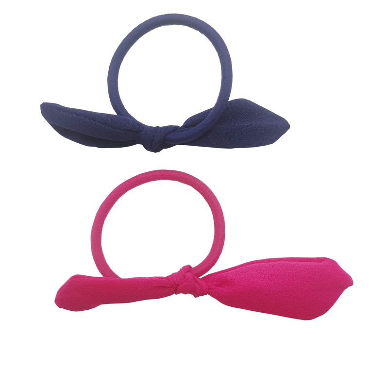 Sparkle 2pk Bow Elastic - Navy & Fuchsia