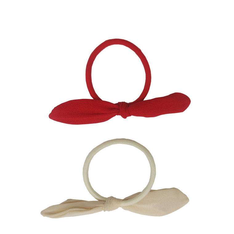 Sparkle 2pk Bow Elastic - Red & Cream