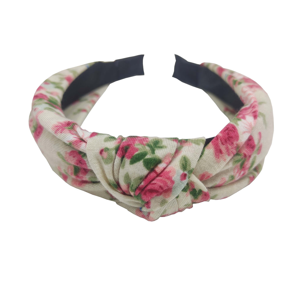 Sparkle Floral Knot Top Hairband - Cream