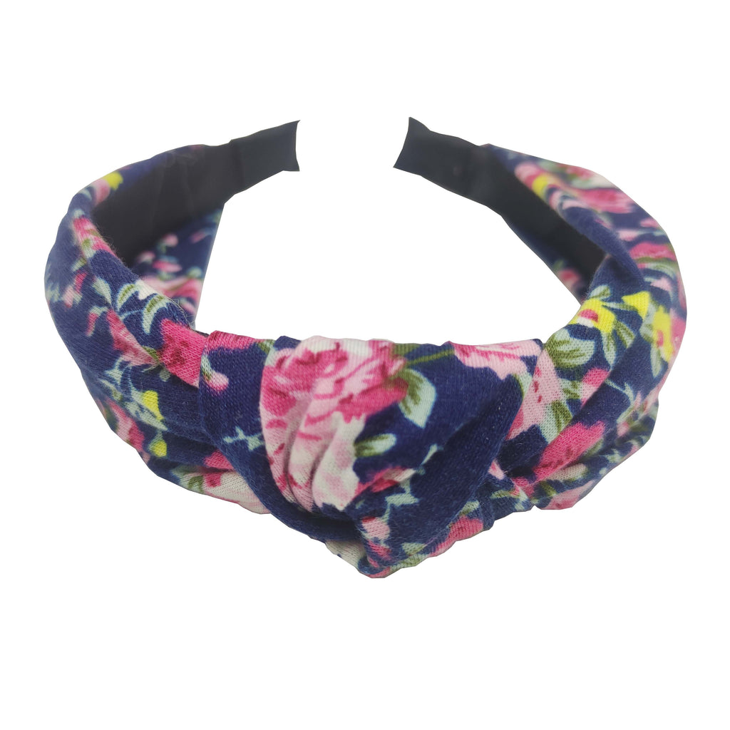 Sparkle Floral Knot Top Hairband - Navy