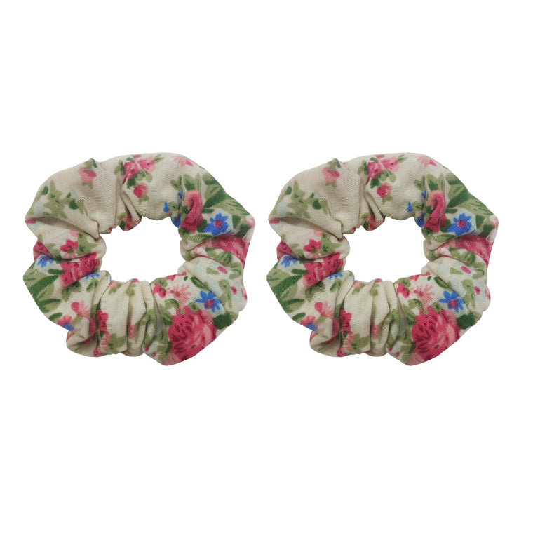 Sparkle 2pk Floral Scrunchie - Cream