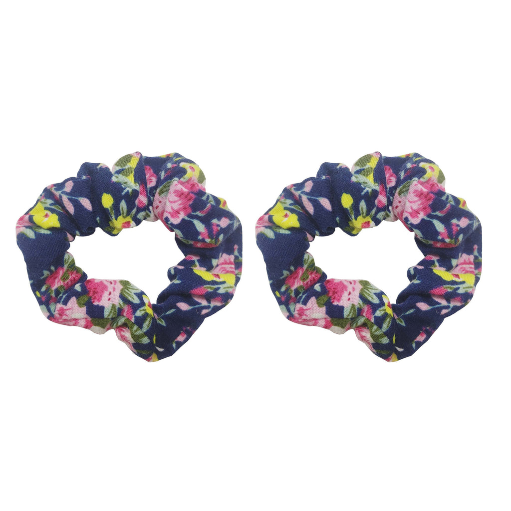 Sparkle 2pk Floral Scrunchie - Navy