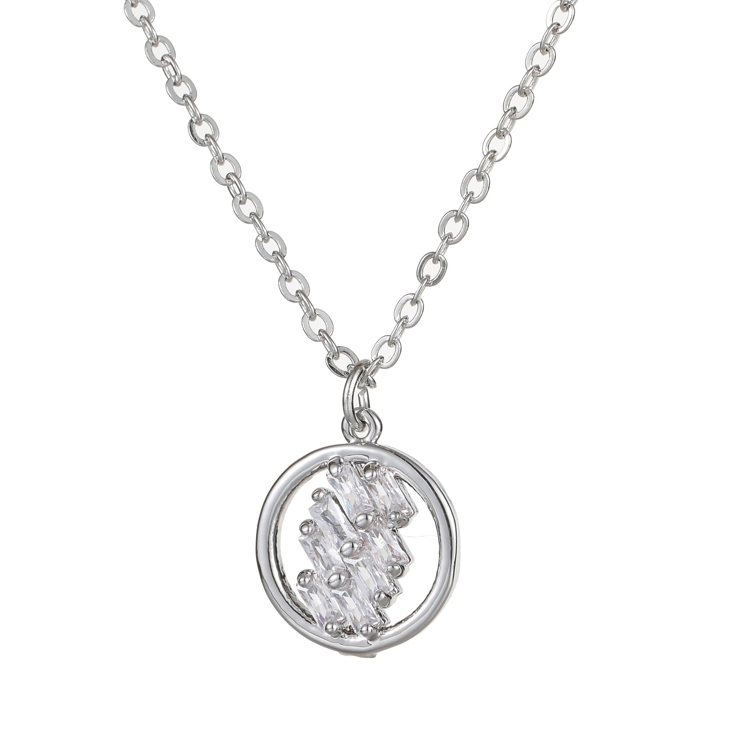Round Pendant Necklace Silver