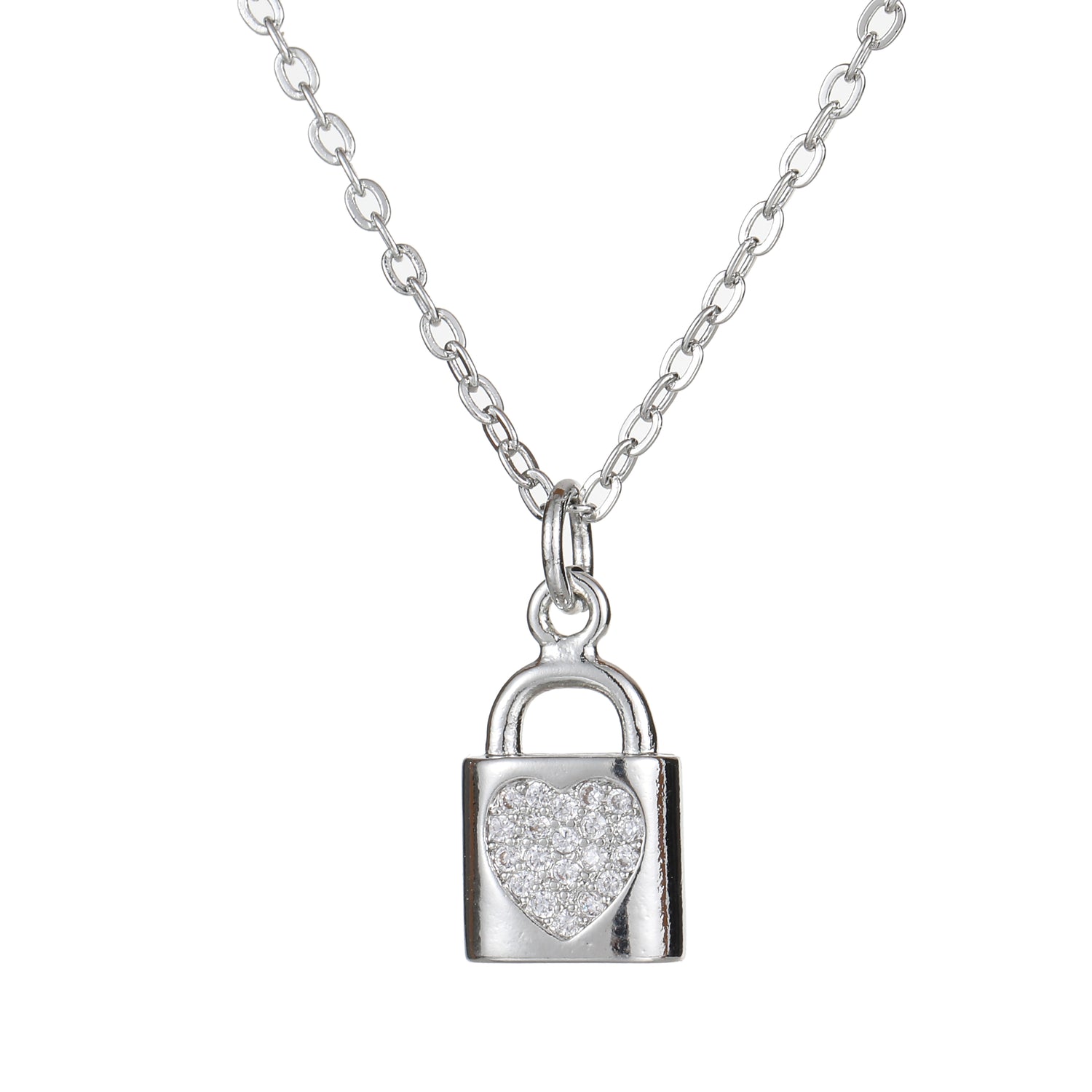 Lock Pendant Necklace Silver