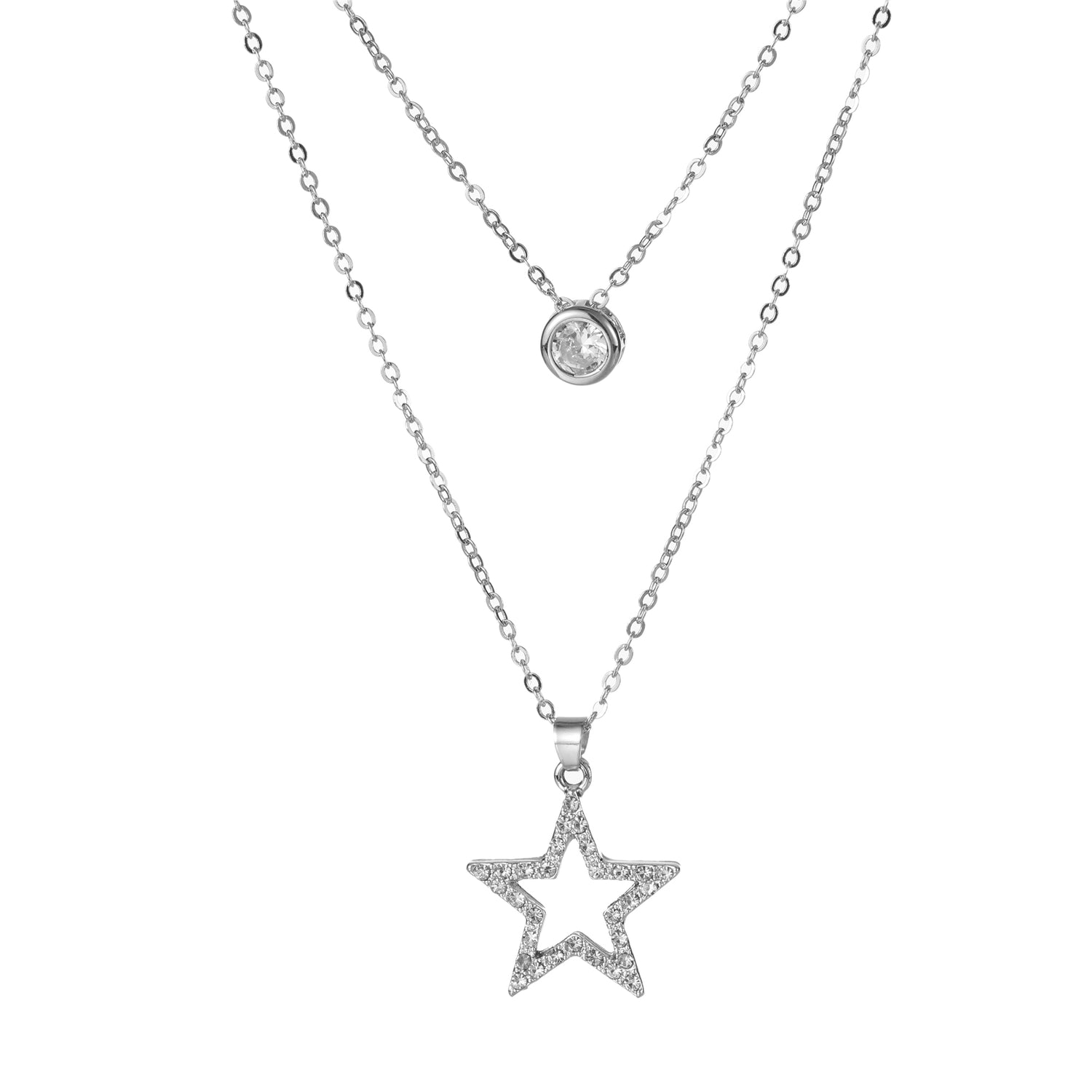 2Row Star Necklace Silver