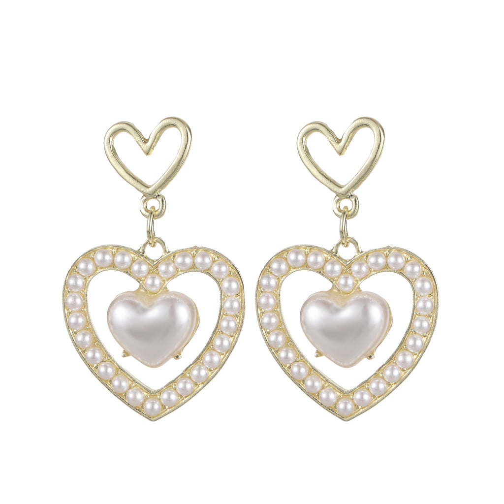 Heart Pearl Earring Gold