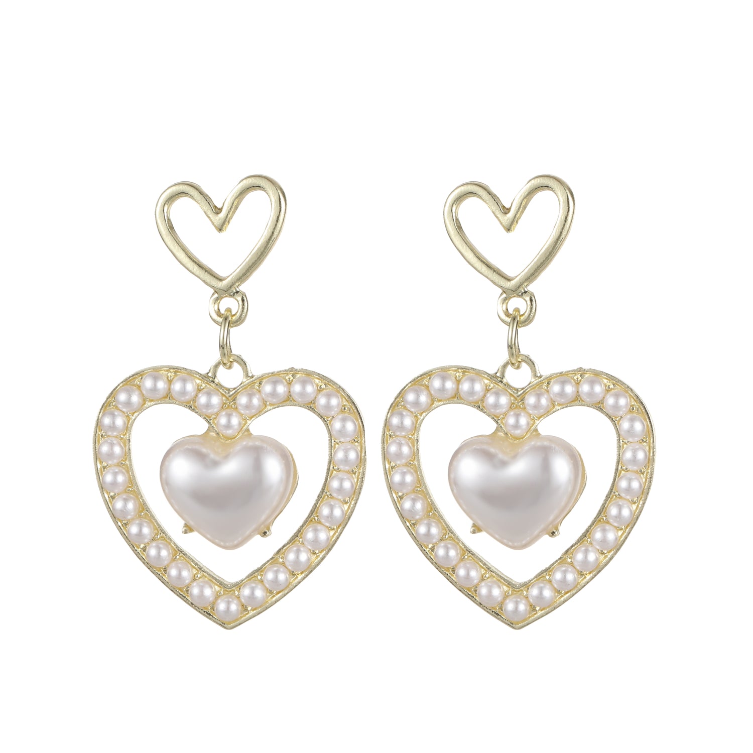 Heart Pearl Earring Gold