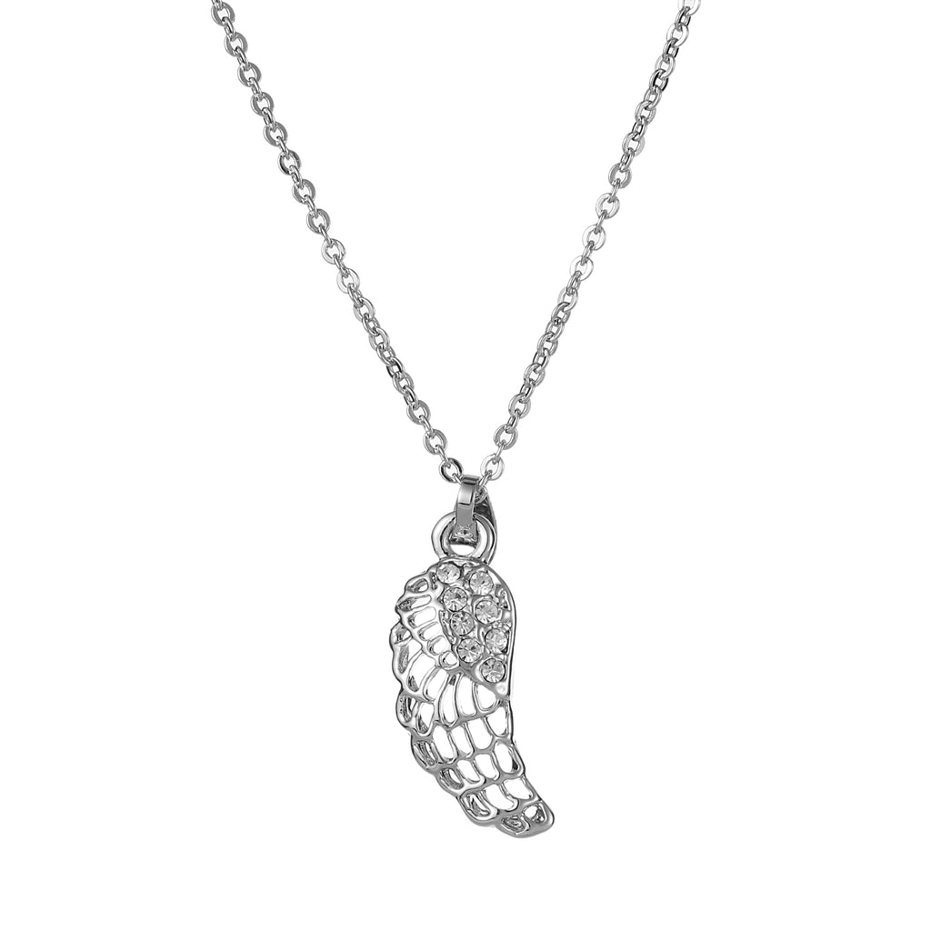 Wing Pendant Necklace Silver