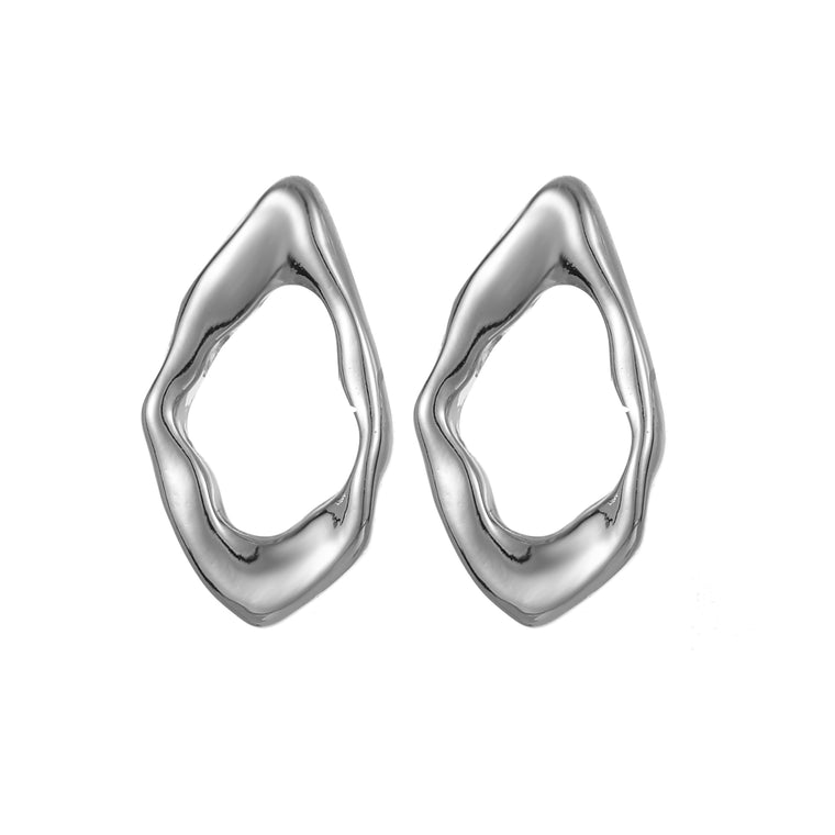 Abstract Outline Stud Earring Silver
