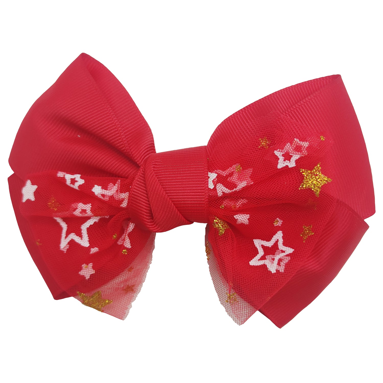 Sparkle Star Bow Clip Red
