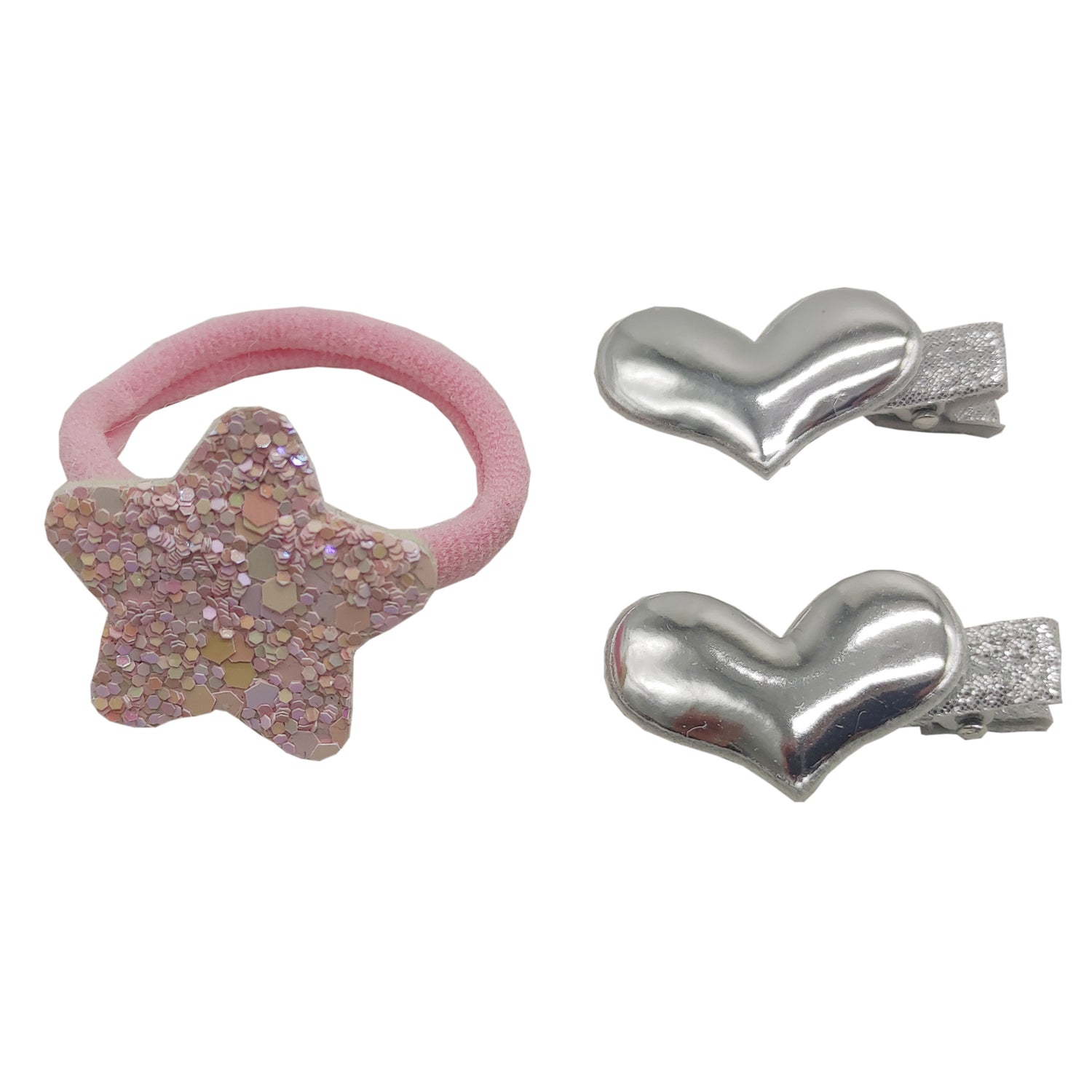 Sparkle 2pk Heart Croc & Star Elastic - Pink