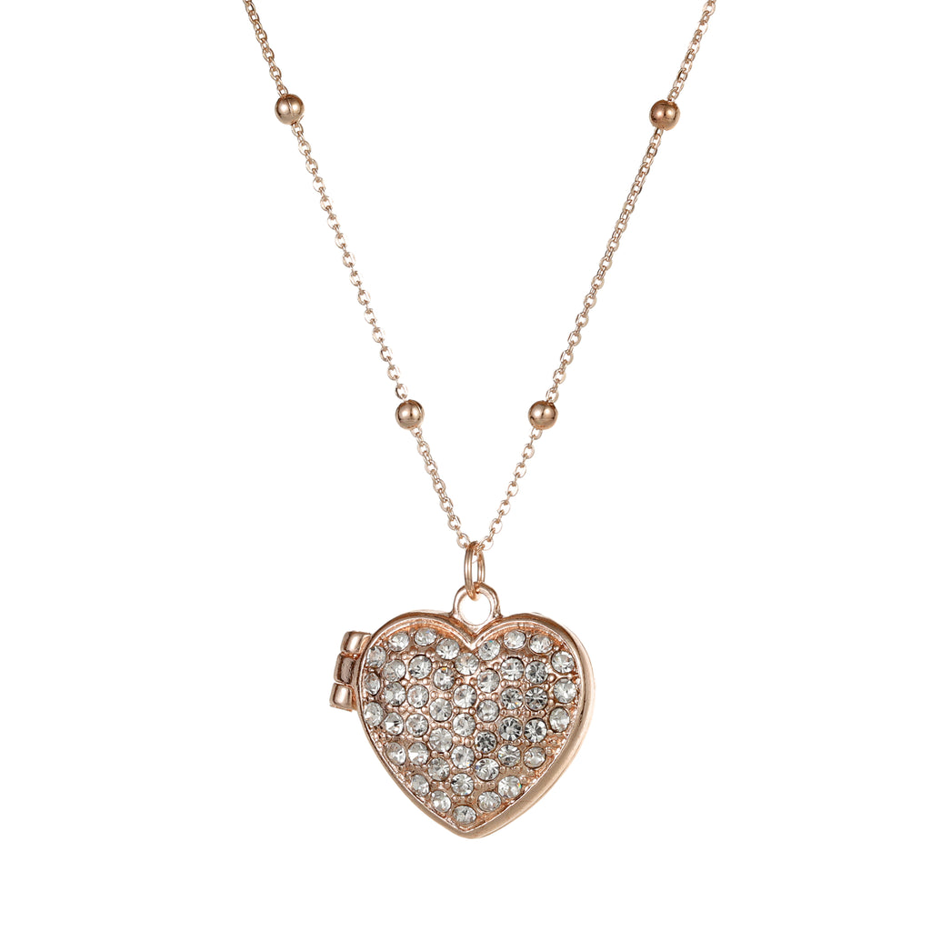 Heart locket necklace rose gold