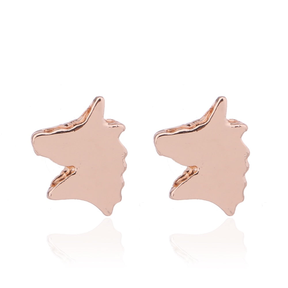 Delicate Ears Unicorn Earring Rose Gold Plating