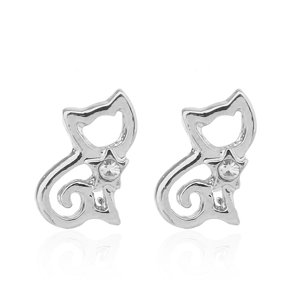 Delicate Ears Cat Earring Silver Plating