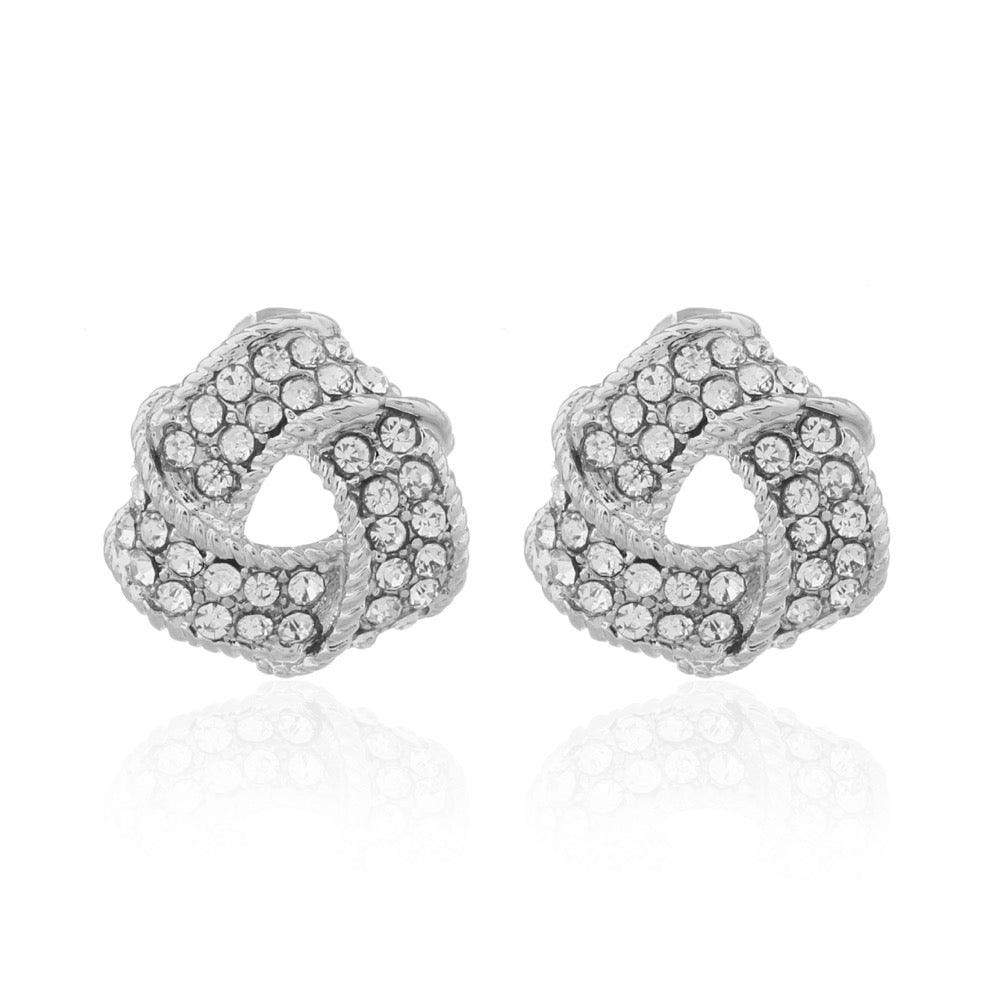 Delicate Ears Crystal Twirl Earring Silver Plating