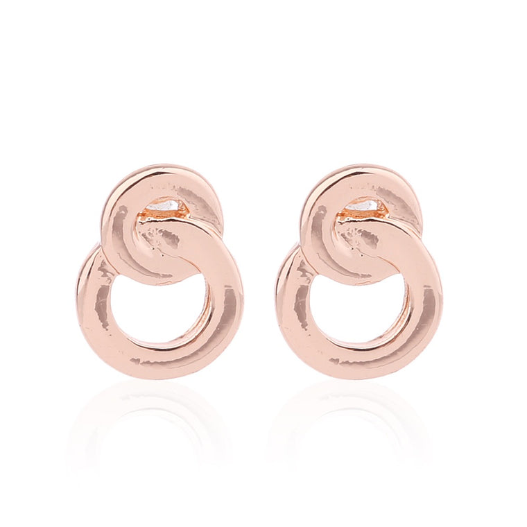 Delicate Ears Linked Circle Earring Rose Gold Plating