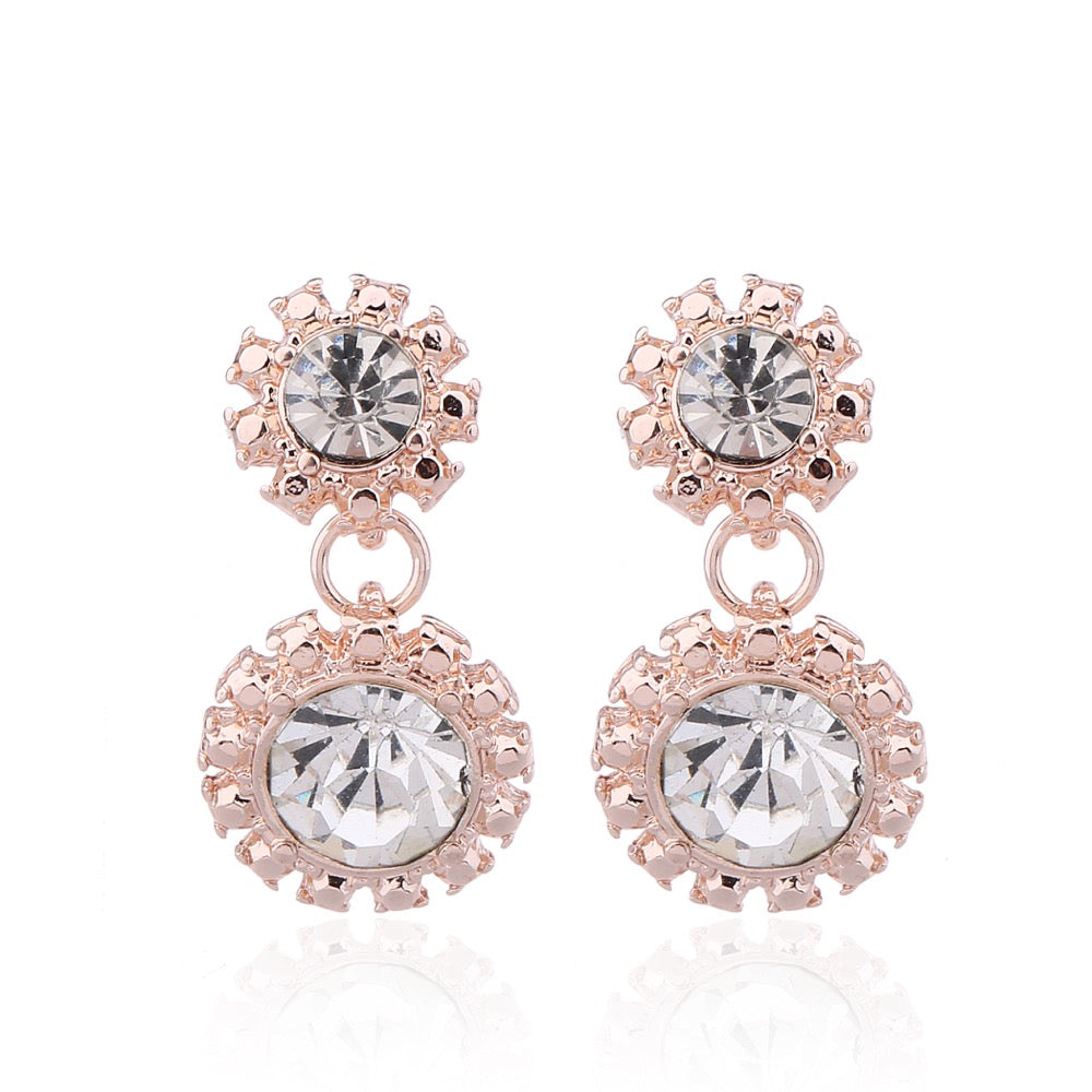 Delicate Ears Crystal Drop Earring Rose Gold Plating