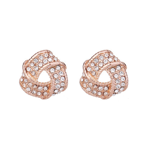 Delicate Ears Crystal Twirl Earring Rose Gold Plating