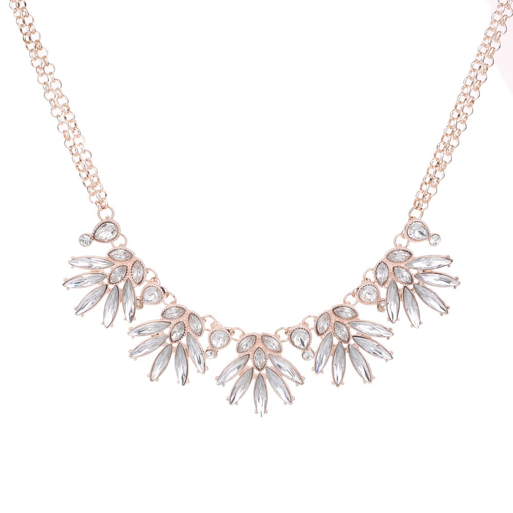 Crystal Statement Necklace Rose Gold