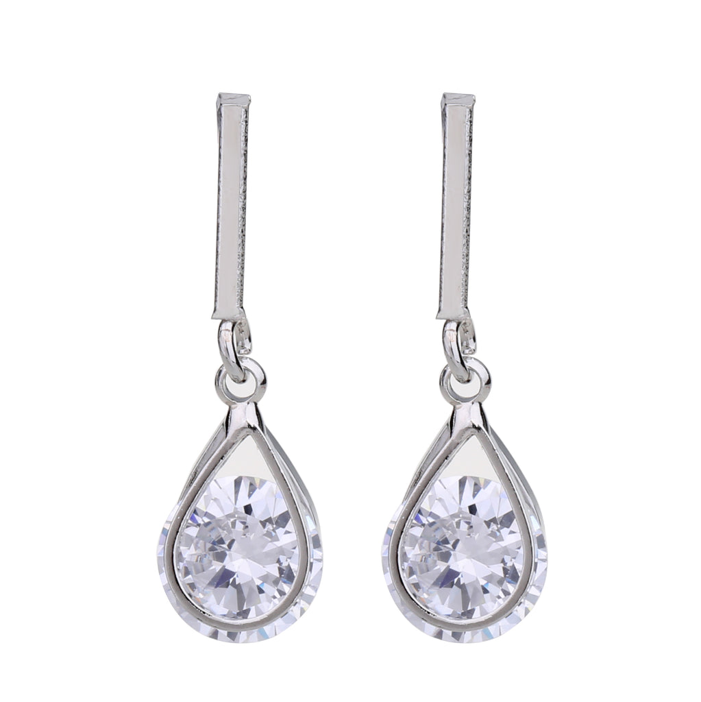 Delicate Ears Cz Drop Earring Silver Plating
