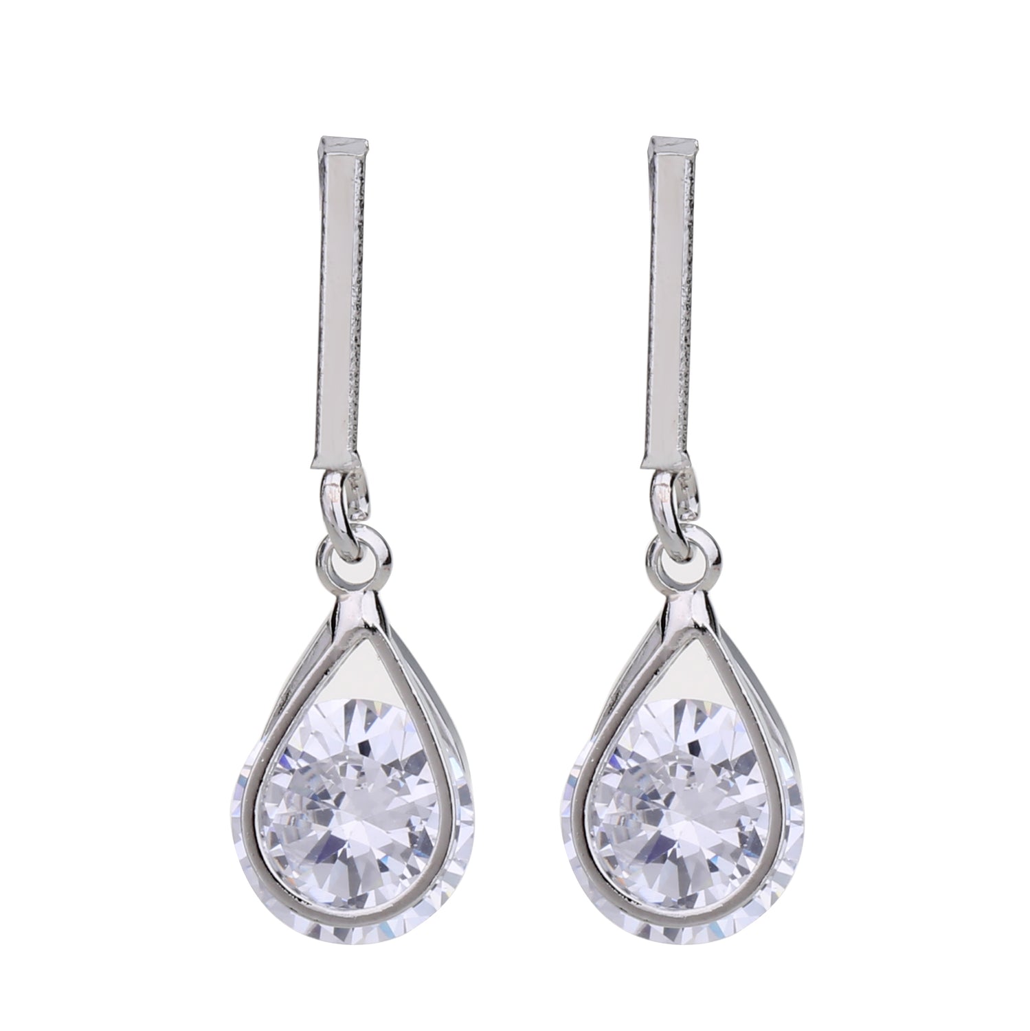 Delicate Ears Cz Drop Earring Silver Plating