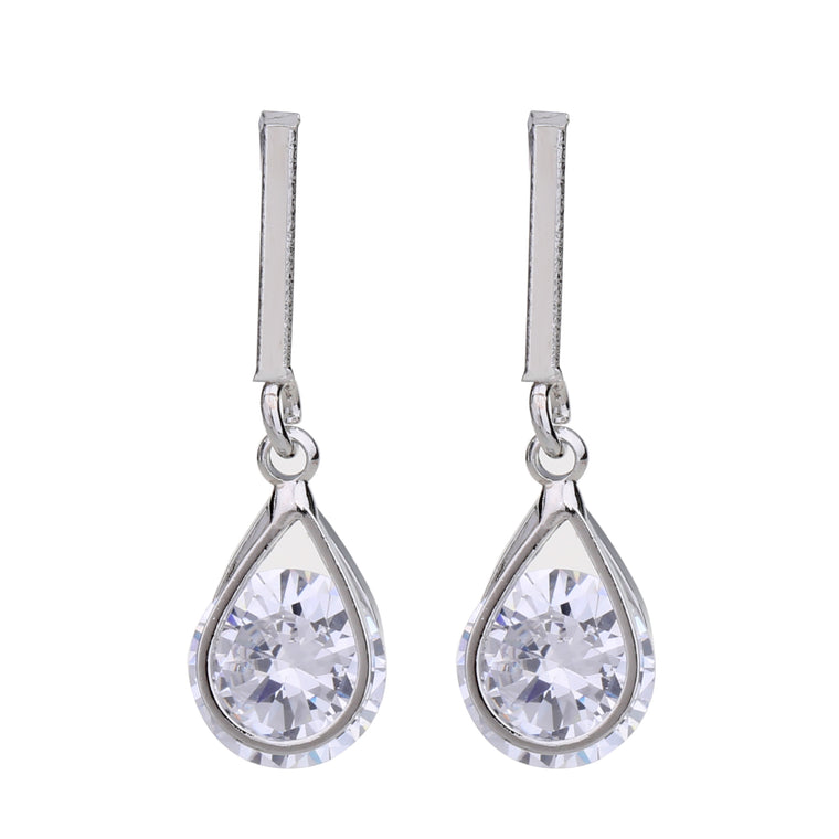 Delicate Ears Cz Drop Earring Silver Plating
