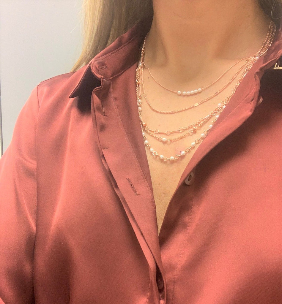 Multi Layer Necklace Rose Gold