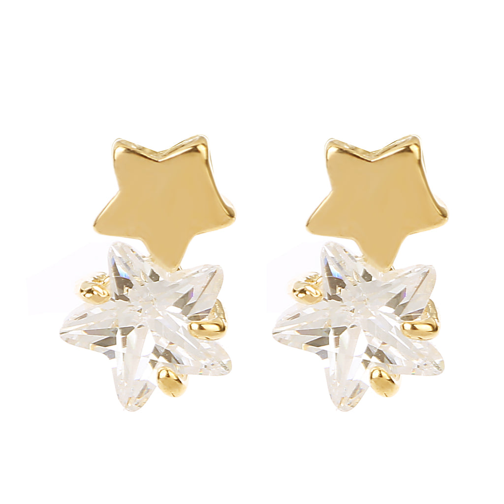Delicate Ears Double Star Earring Light Gold