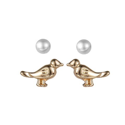 Delicate Ears 2pk bird & pearl earring