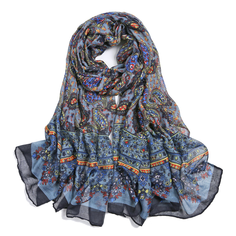 Paisley Print Scarf - Blue