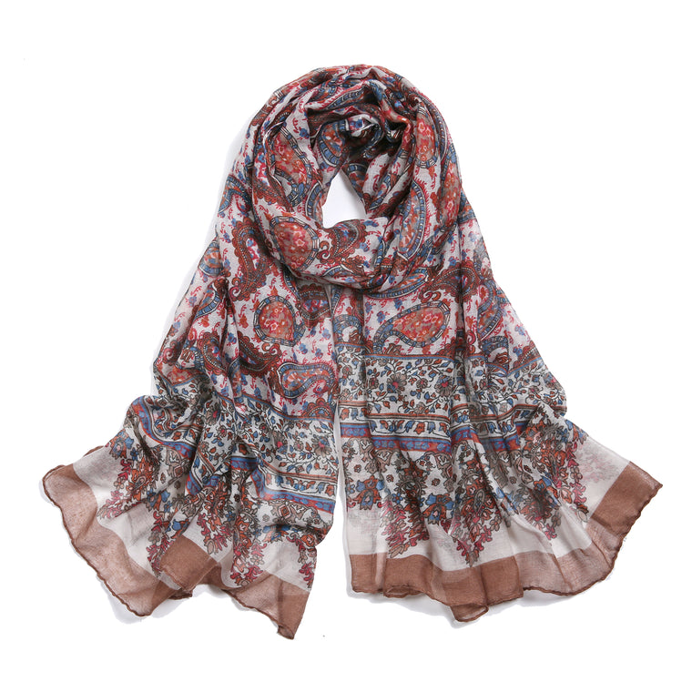 Paisley Print Scarf - Brown