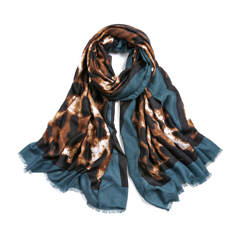 Leopard Print Scarf - Green