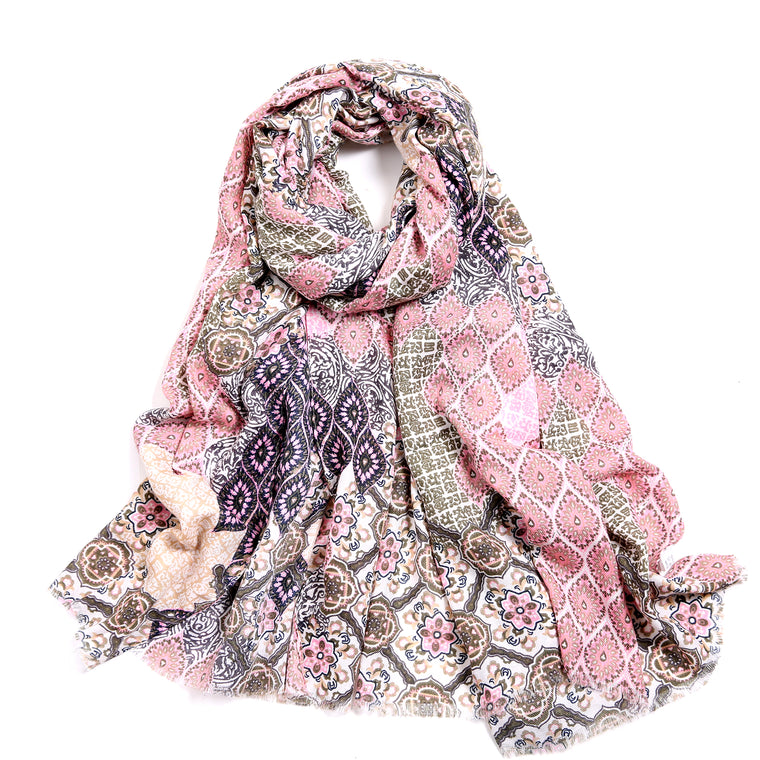 Tiled Print Scarf - Pink